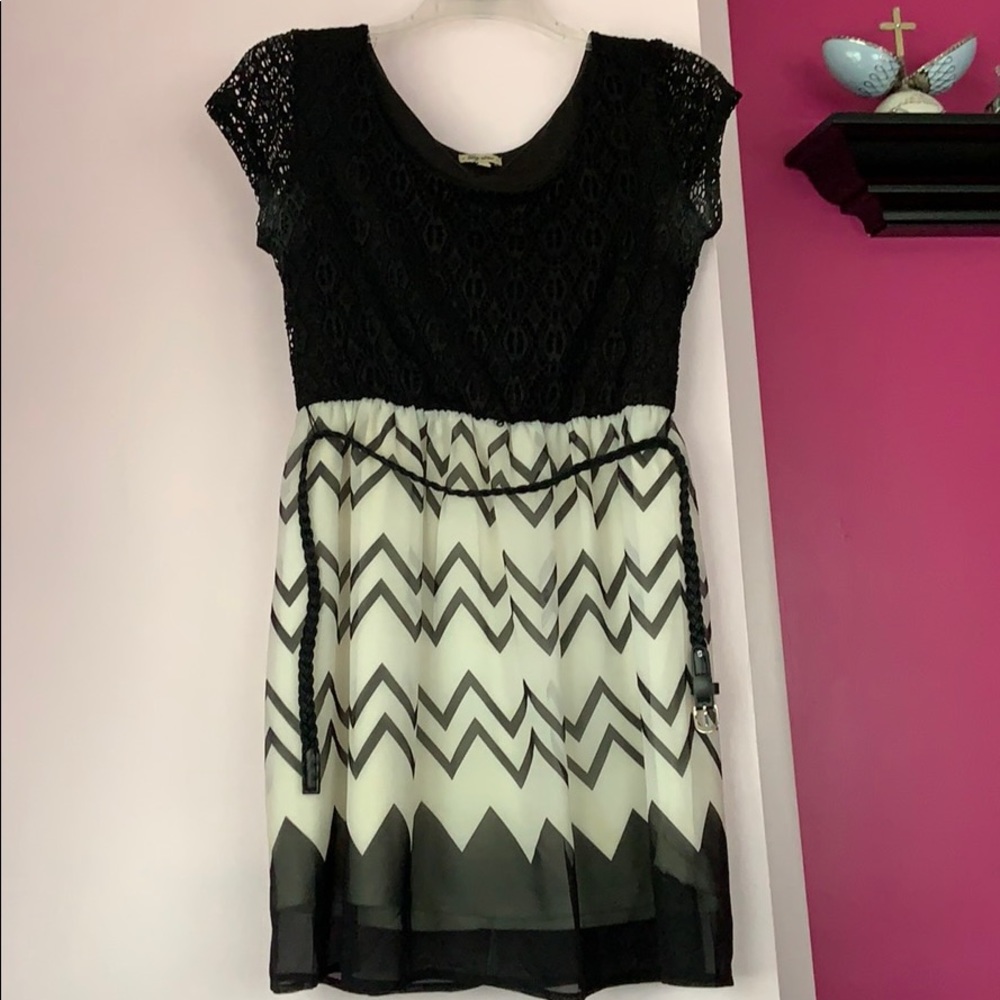 Black lace and cream dress